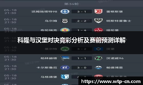 科隆与汉堡对决竞彩分析及赛前预测详解